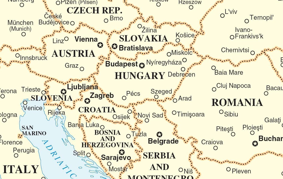 karta Slovačkoj okolnih zemalja