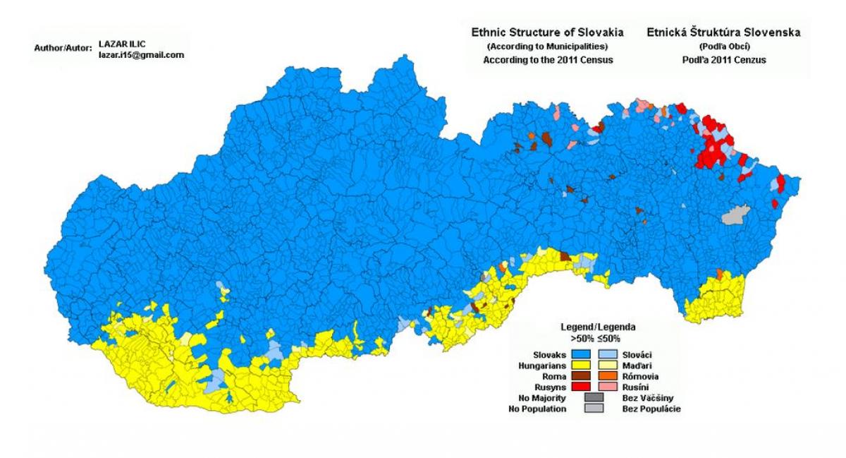 karta Slovačke etničke