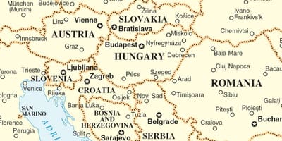 Karta Slovačkoj okolnih zemalja